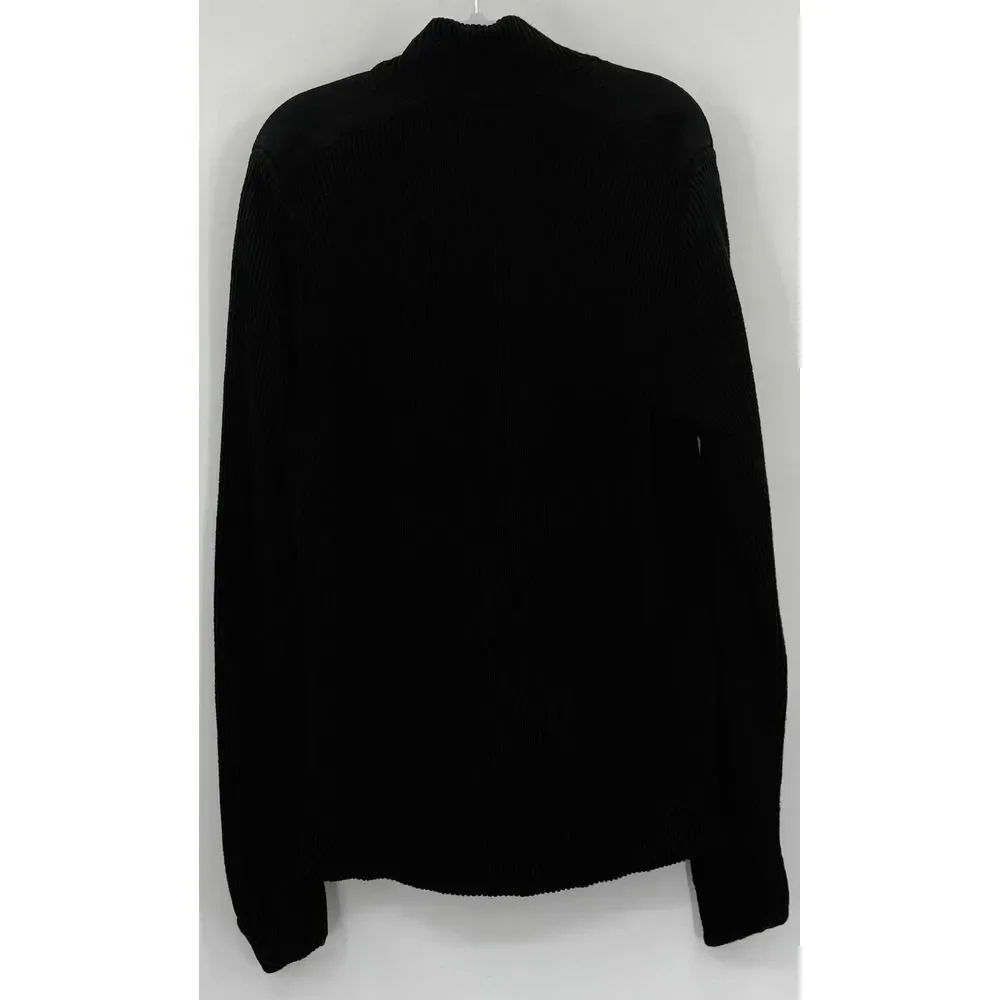 Banana Republic Black Full Zip Linen/Cotton Ribbed Sweater Cardigan‎ Mens SZ XL